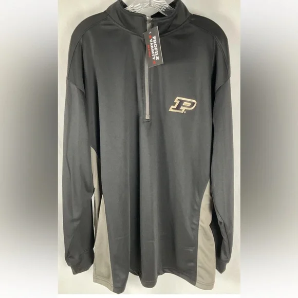 Profile Varsity Purdue Men’s Size 2XLT Black Quarter Zip Pullover Shirt NWT - Picture 2 of 8